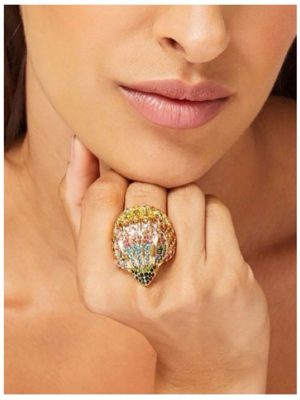Kurt Geiger London Eagle Head Multi-Color Crystal Rainbow Ring - Picture 2 of 4